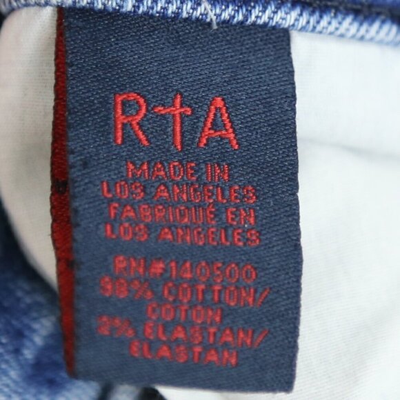 RtA Boyfriend Denim Straight Ryder Paint Distressed Washed Cross 28 Jeans - Picture 11 of 11